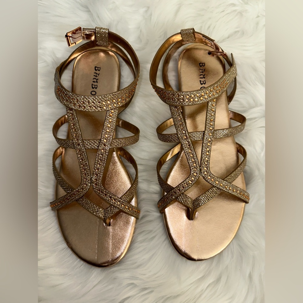Size 7.5 US BAMBOO Rose Gold Sandals